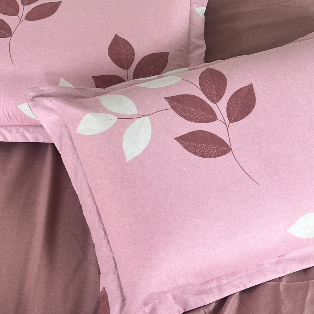Edredón + Juego de Sábanas Hojas Pink