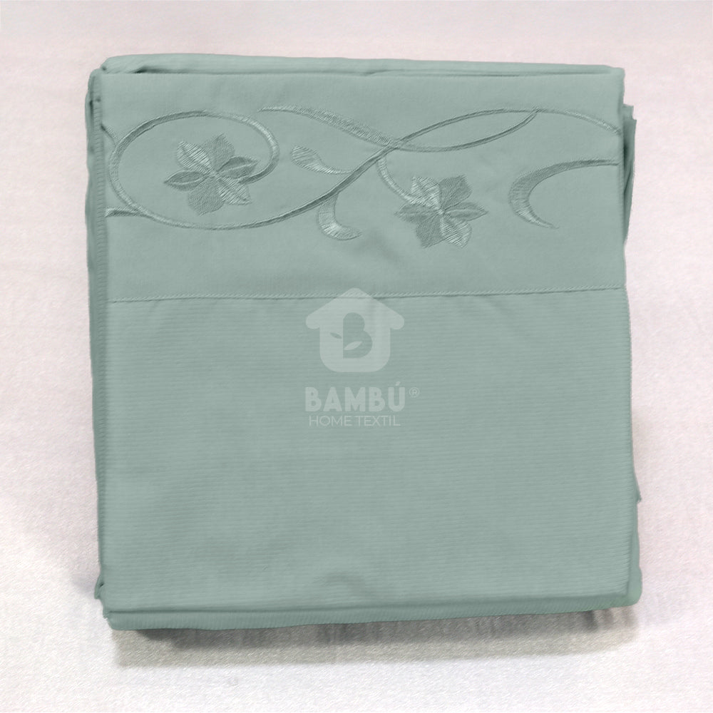 Juego de Sábanas Bordadas Bambú Termorregulables Verde Agua
