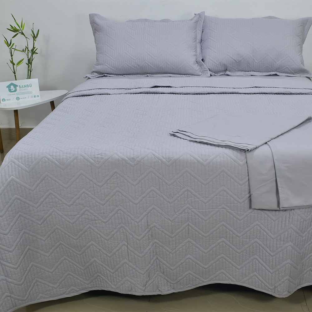 Juego de Cama Bambú Verano con Cubrecama Color Entero