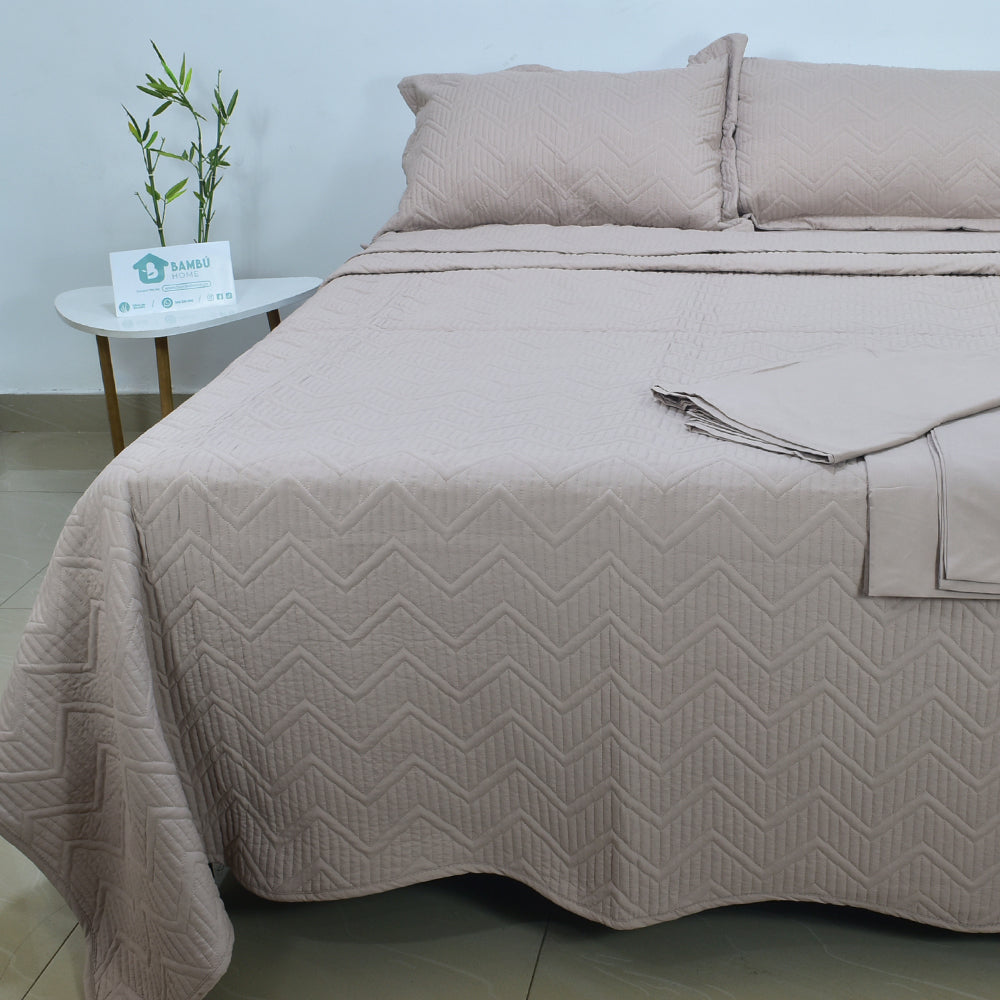 Juego de Cama Bambú Verano con Cubrecama Color Entero