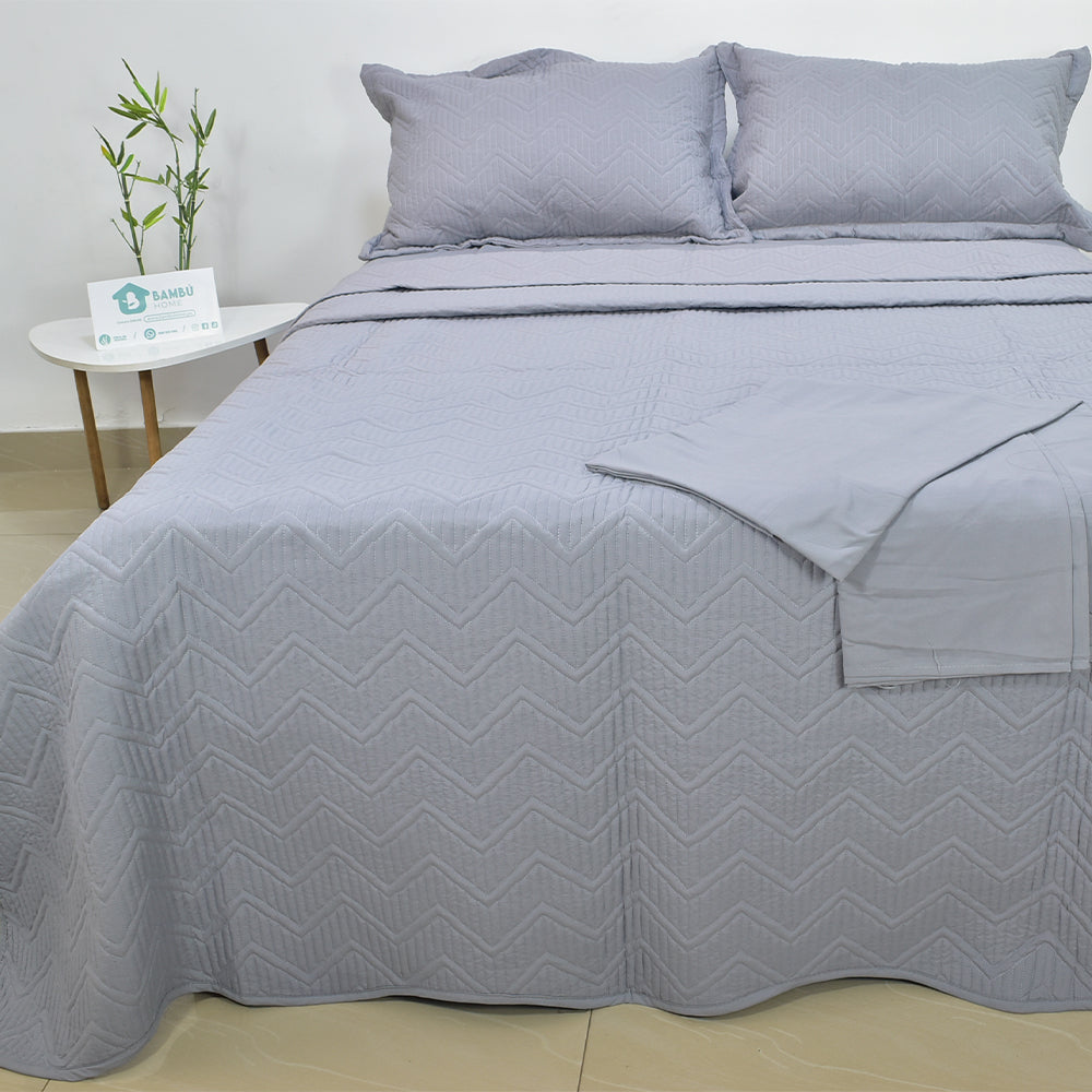 Juego de Cama Bambú Verano con Cubrecama Color Entero