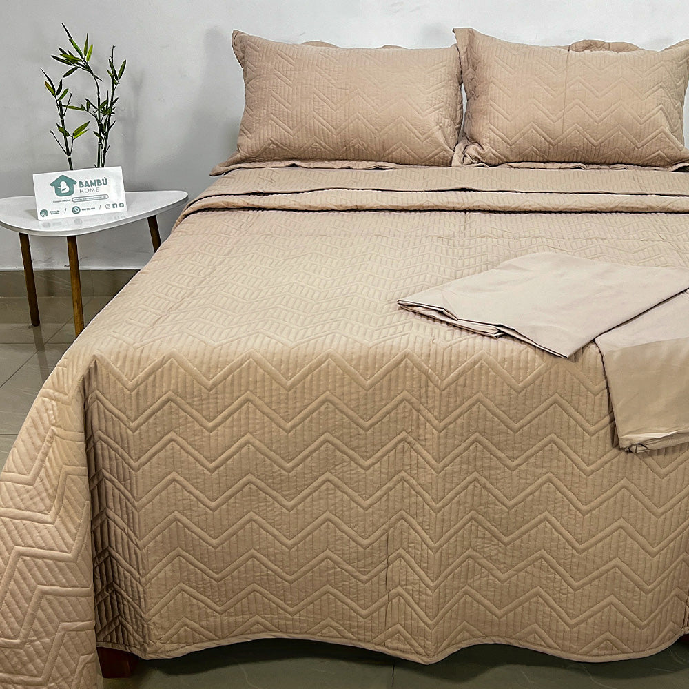Juego de Cama Bambú Verano con Cubrecama Color Entero