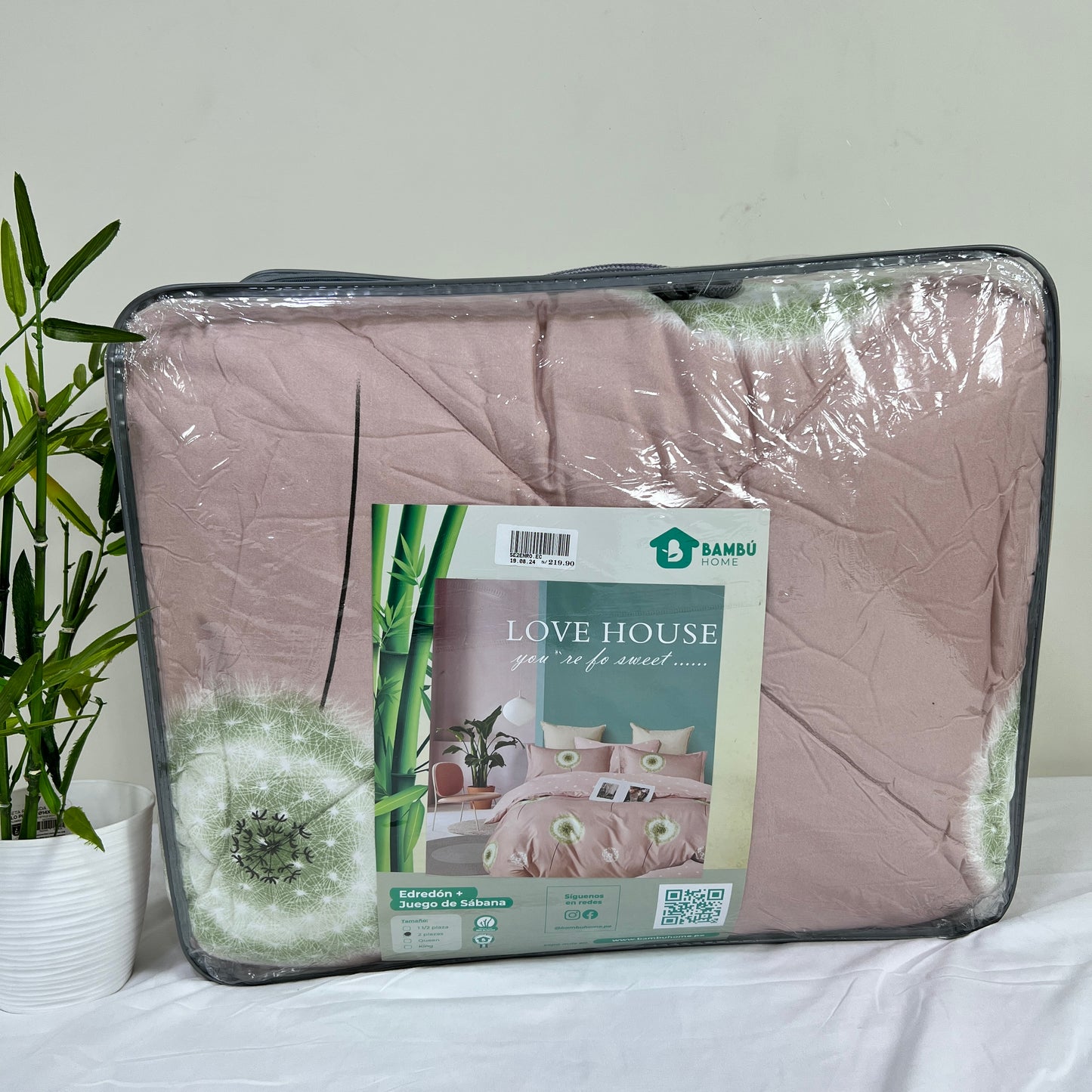 Edredón + Juego de Sábanas Encantada Rosa
