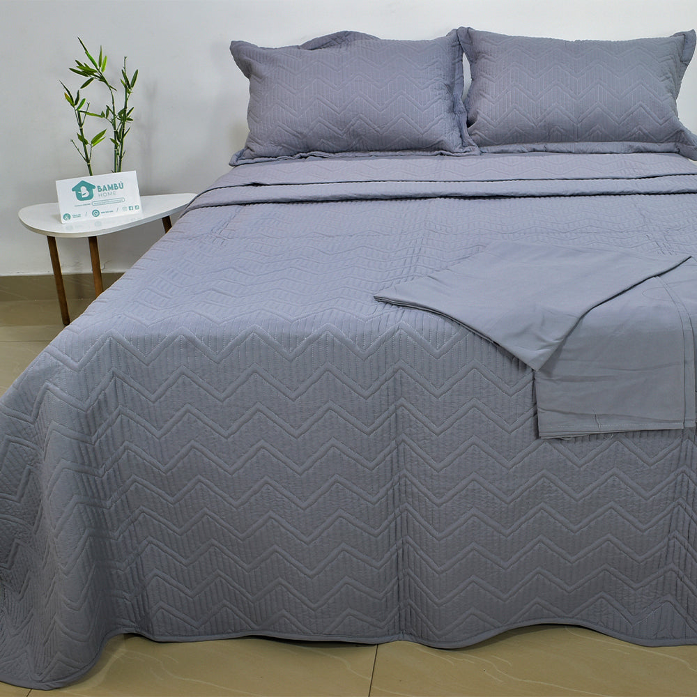 Juego de Cama Bambú Verano con Cubrecama Color Entero