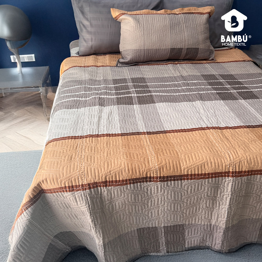 Juego de Cama Bambú Verano con Cubrecama Estampado