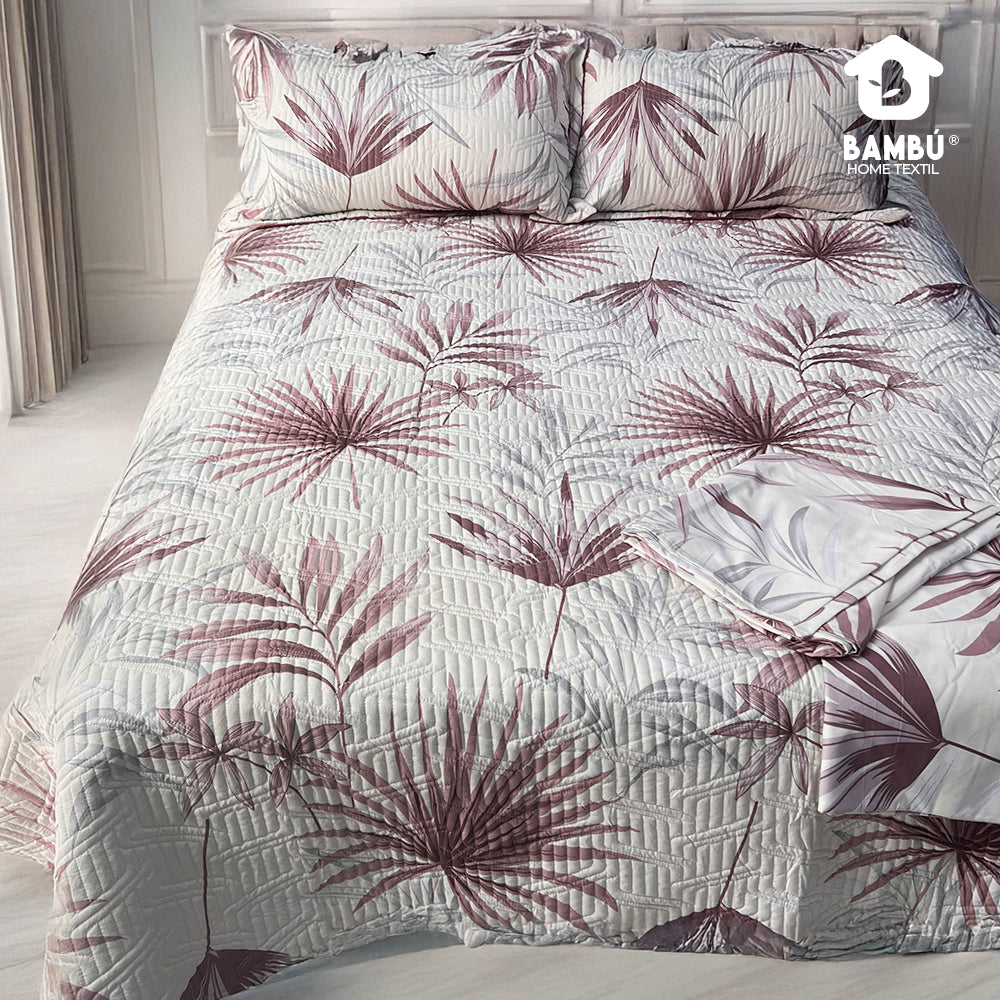 Juego de Cama Bambú Verano con Cubrecama Estampado