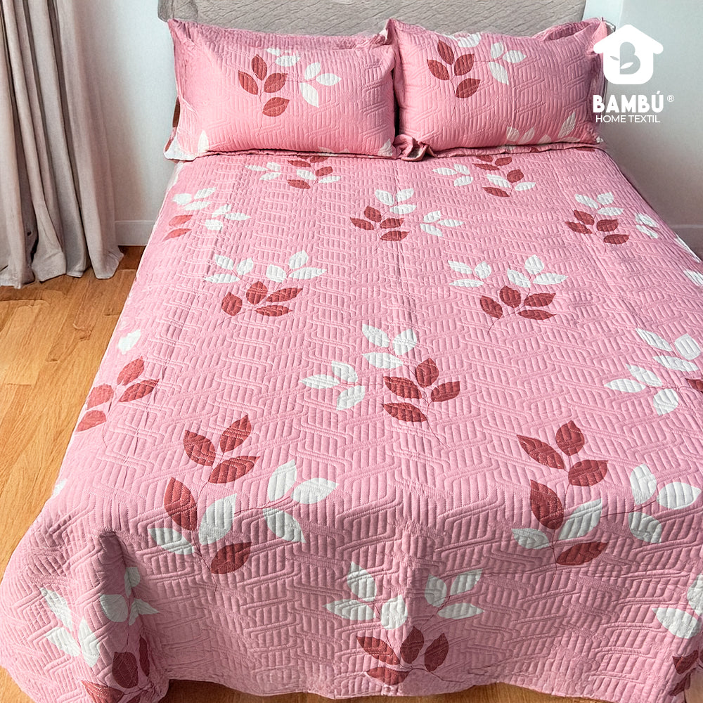 Juego de Cama Bambú Verano con Cubrecama Estampado