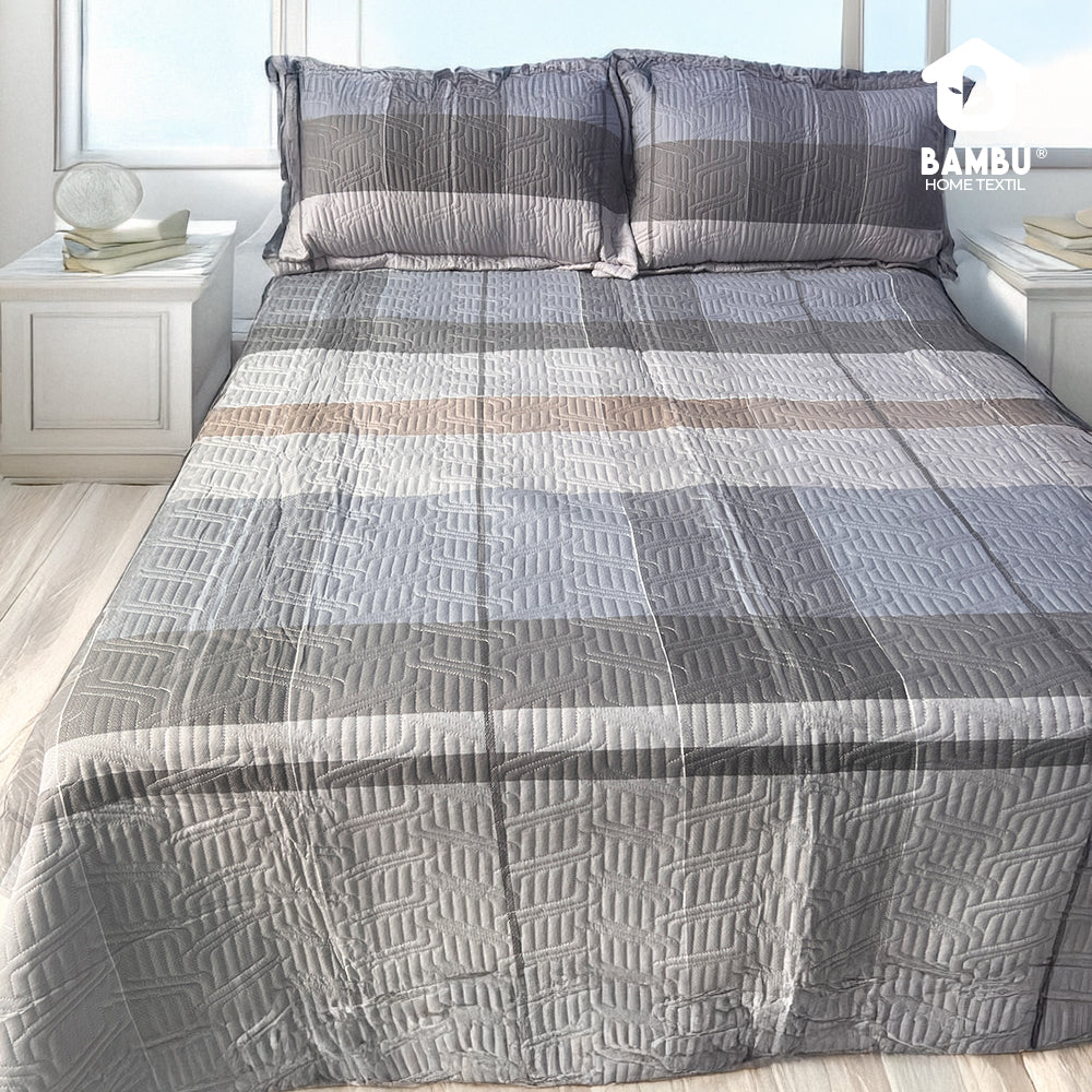 Juego de Cama Bambú Verano con Cubrecama Estampado