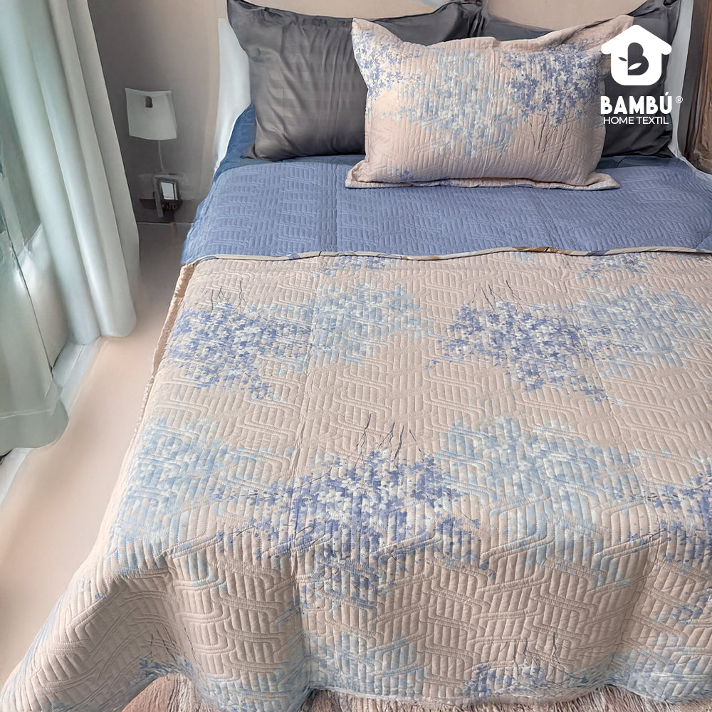 Juego de Cama Bambú Verano con Cubrecama Estampado