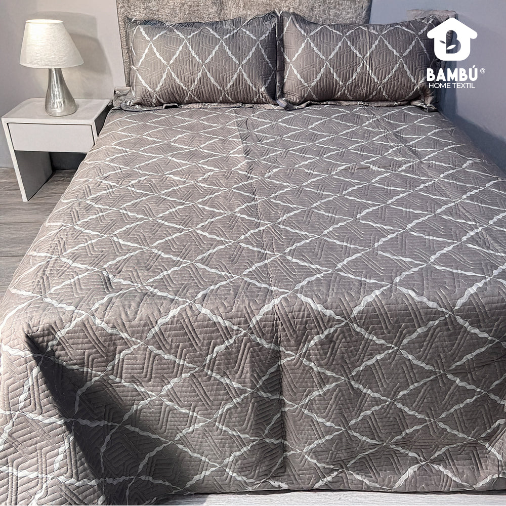 Juego de Cama Bambú Verano con Cubrecama en Alto Relive Luna