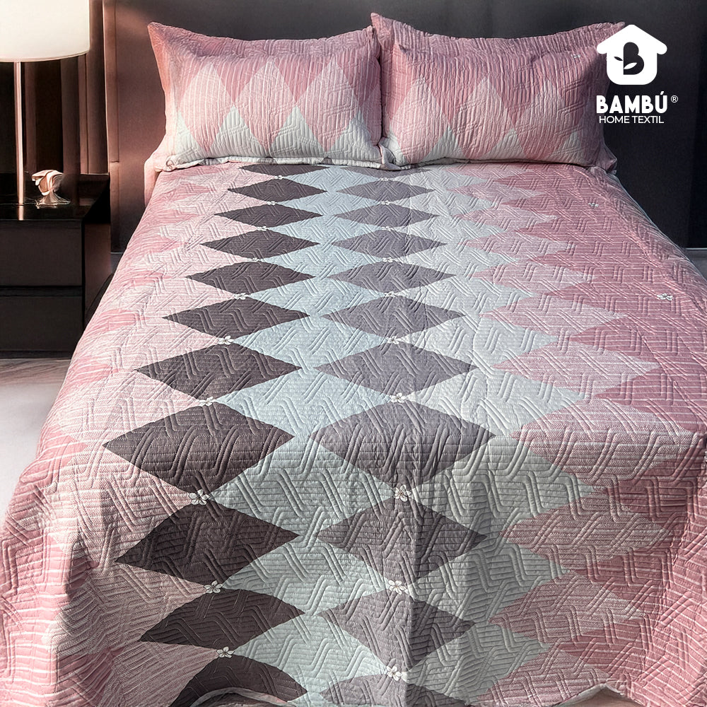 Juego de Cama Bambú Verano con Cubrecama Estampado