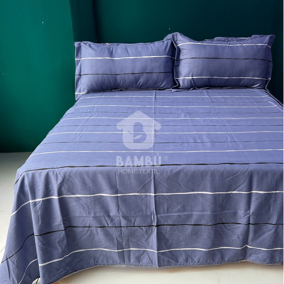 Juego de Sábana Estampada Palmeras Blue Lines