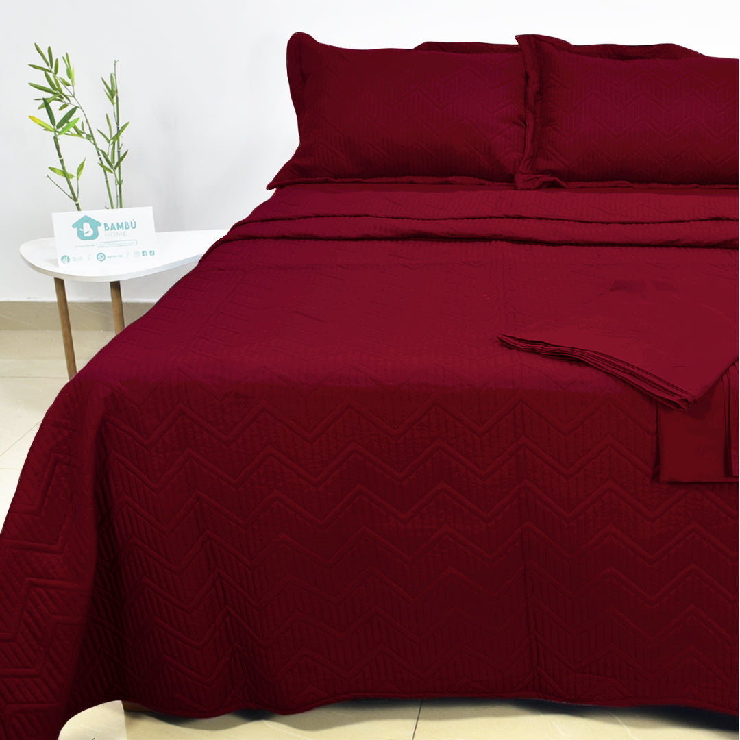 Juego de Cama Bambú Verano con Cubrecama Color Entero