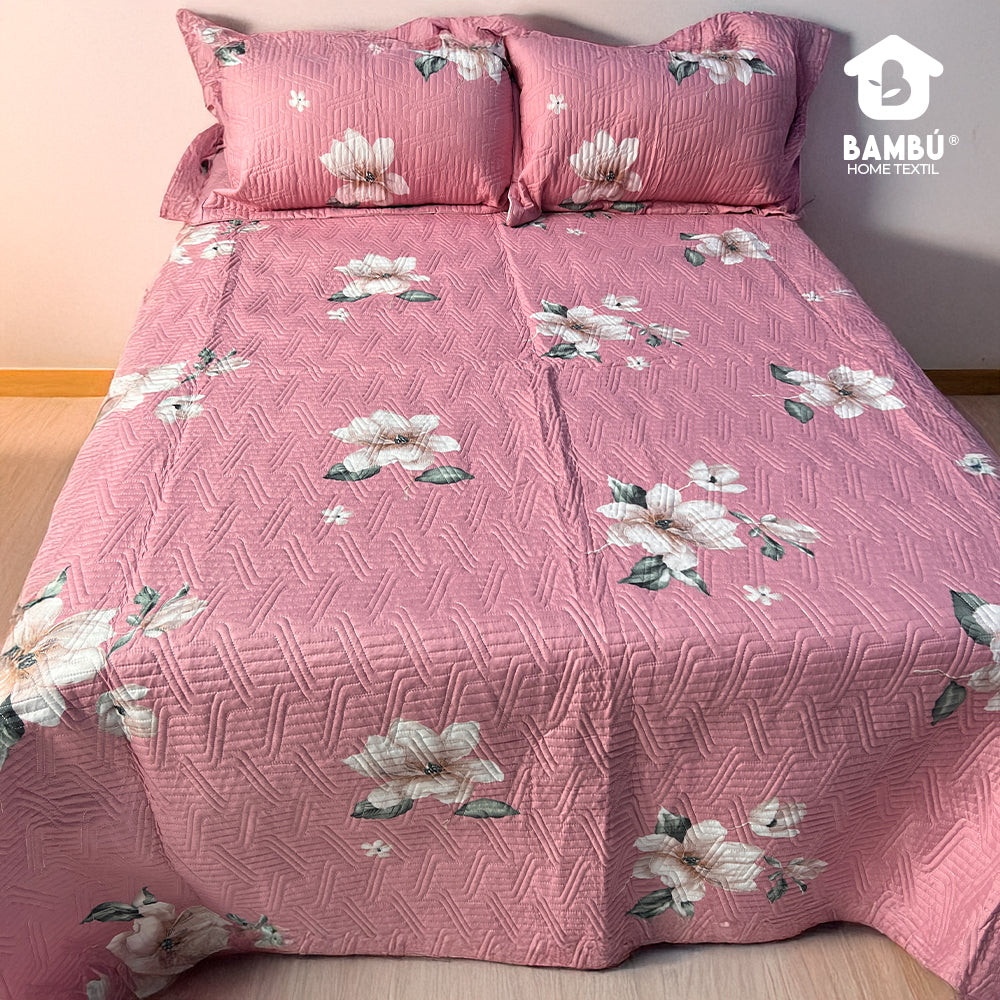 Juego de Cama Bambú Verano con Cubrecama Estampado