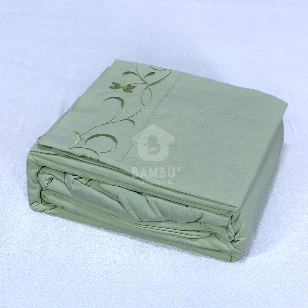 Juego de Sábanas Bordadas Bambú Termorregulables Verde Agua