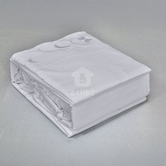 Juego de Sábanas Bordadas Bambú Termorregulables Blanco