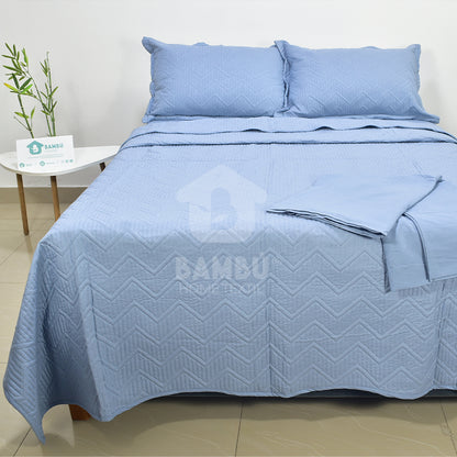 Juego de Cama Bambú Verano con Cubrecama Color Entero