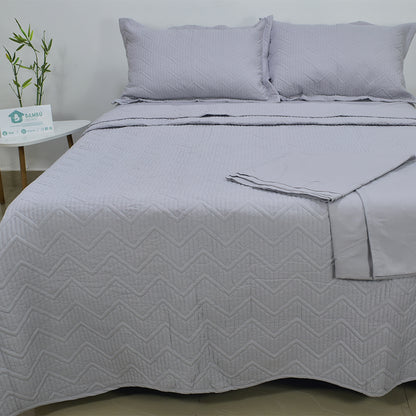 Juego de Cama Bambú Verano con Cubrecama Color Entero