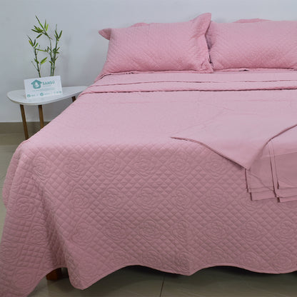 Juego de Cama Bambú Verano con Cubrecama Color Entero