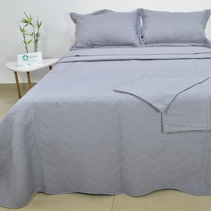 Juego de Cama Bambú Verano con Cubrecama Color Entero