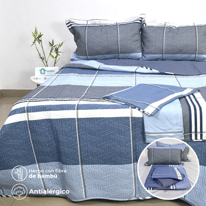 Juego de Cama Bambú Verano con Cubrecama en Alto Relieve Deco