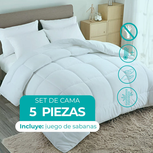 Set 5pcs (Edredón + Juego de Sábanas) Natural