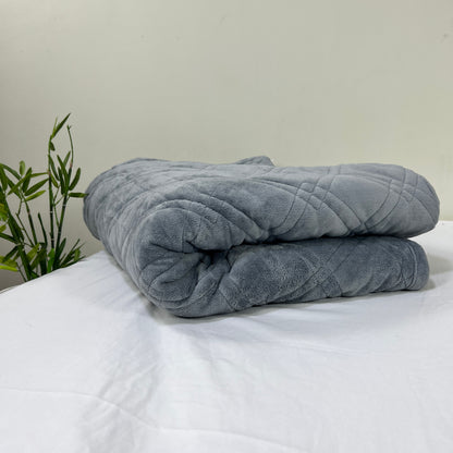 Set Cubrecama Flannel Sherpa Gris 5 Pcs