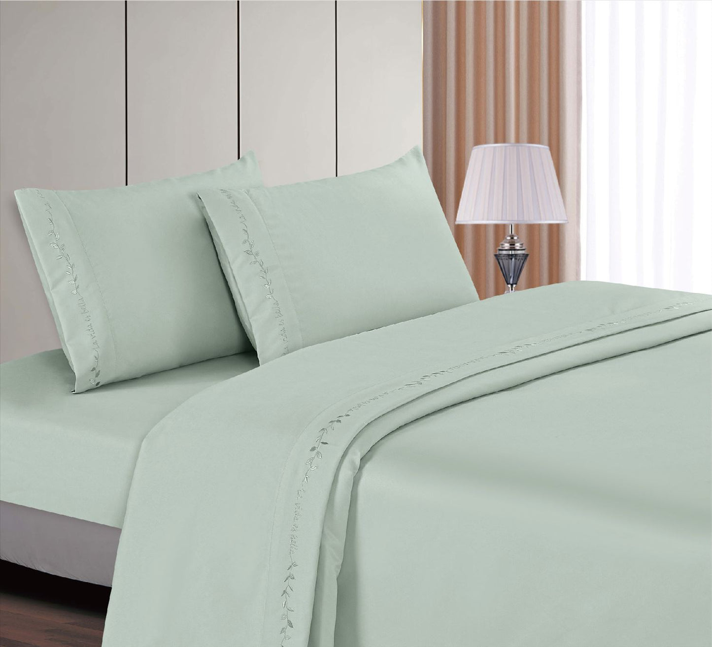 Juego de Sábanas Bambú Bordadas Termorregulables