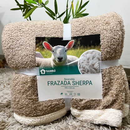 Frazada Sherpa Liso Camel