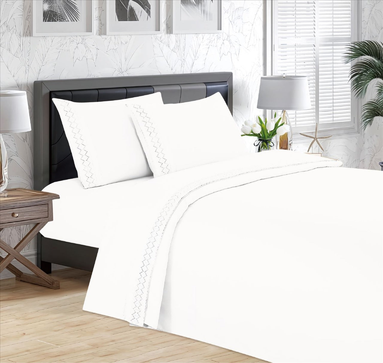 Juego de Sábanas Bambú Bordadas Termorregulables